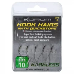 Korum Quickstop Am Haarvorfach, Ohne Widerhaken -Korum Verkäufe korum barbless hook hairs with quickstops.jpg